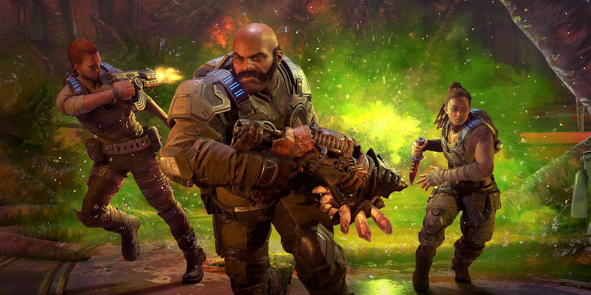 Characters from the video game Gears of War 5.