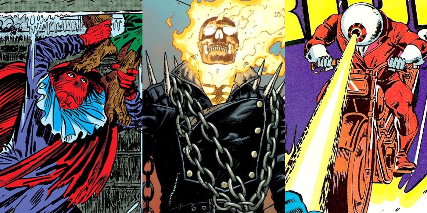 Collage of Marvel's Ghost Rider heroes and villains.