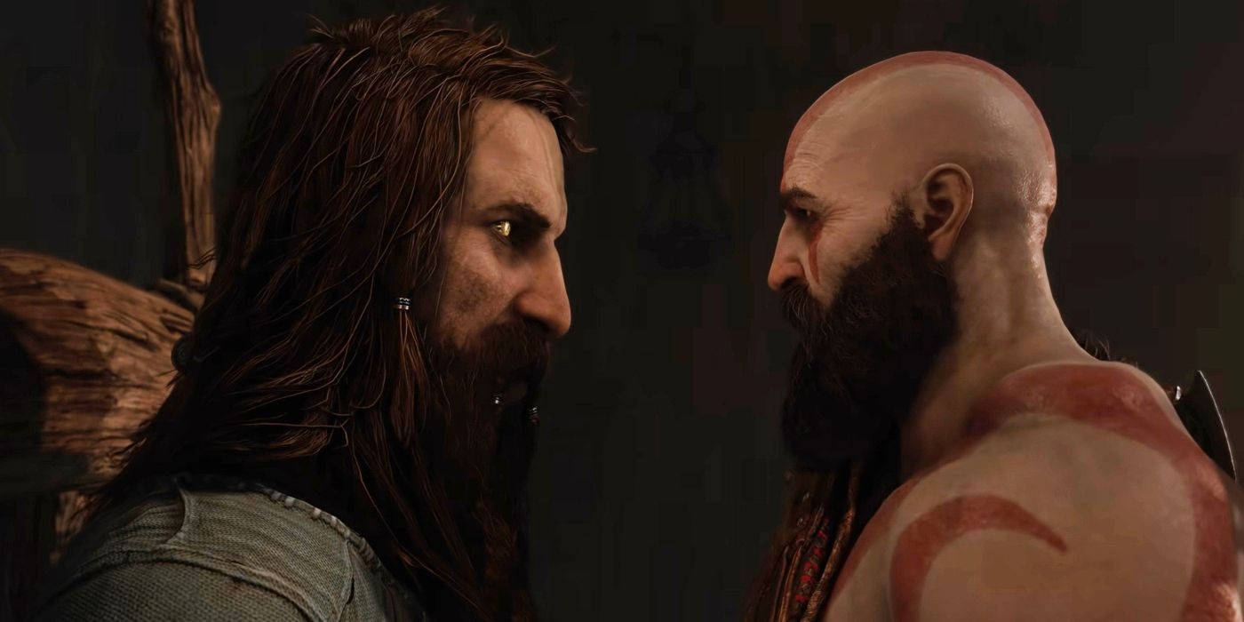 Tyr and Kratos face off in God Of War Ragnarok.