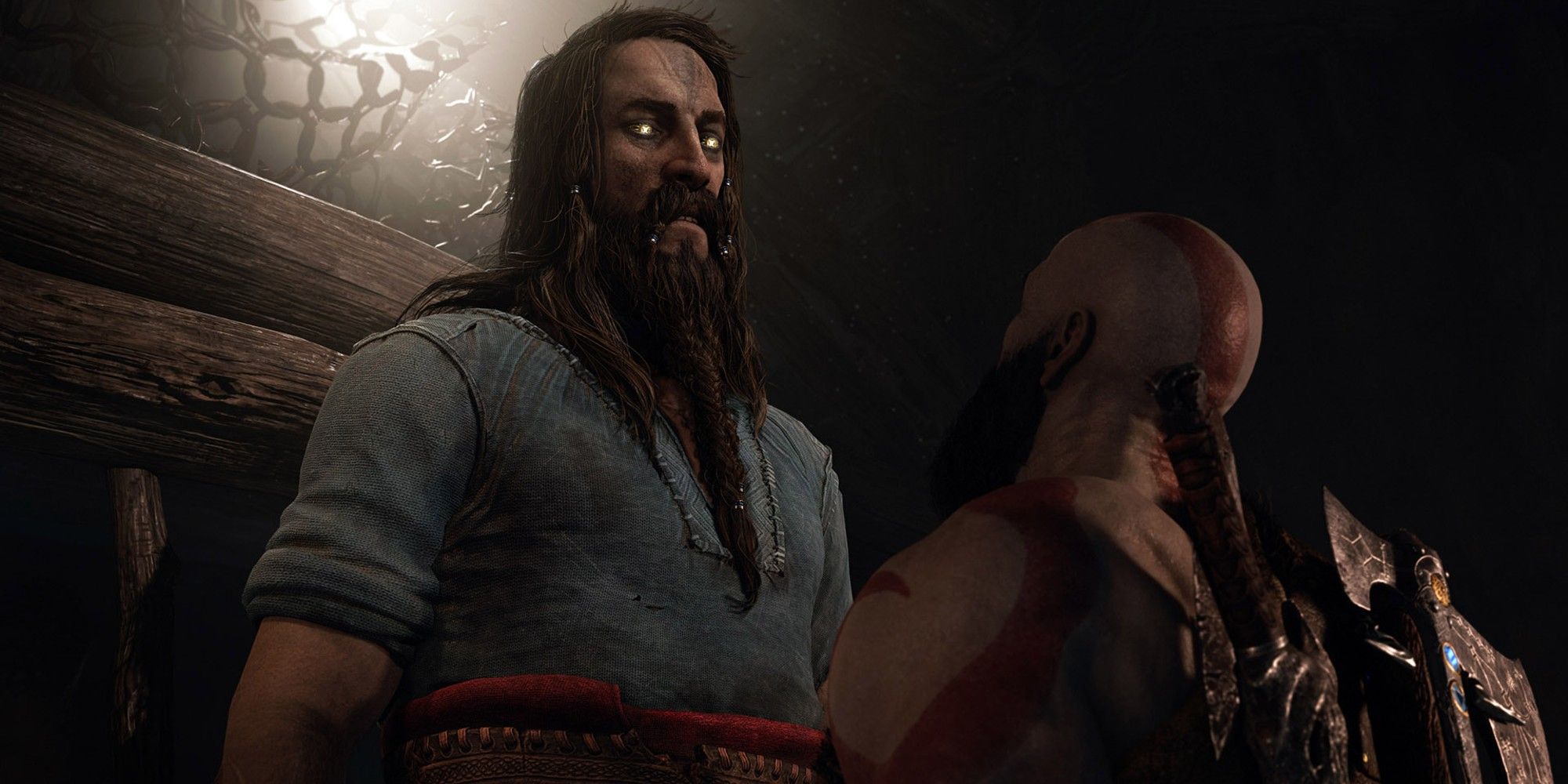 Tyr standing in front of Kratos in God of War Ragnarok.