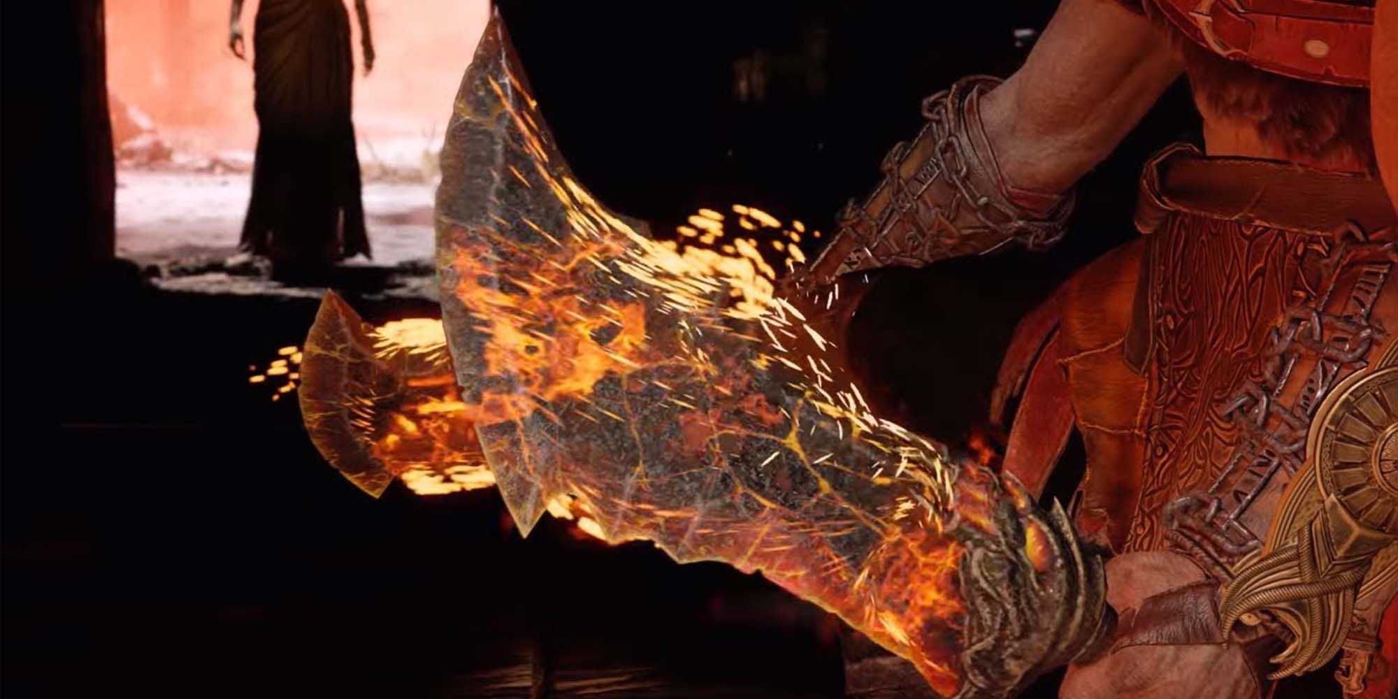 The blades of Chaos burning in God of War