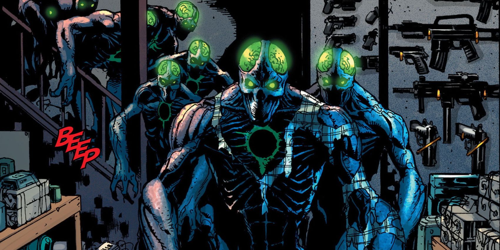 The Third Army gathers in a dark basement in Green Lantern comics.