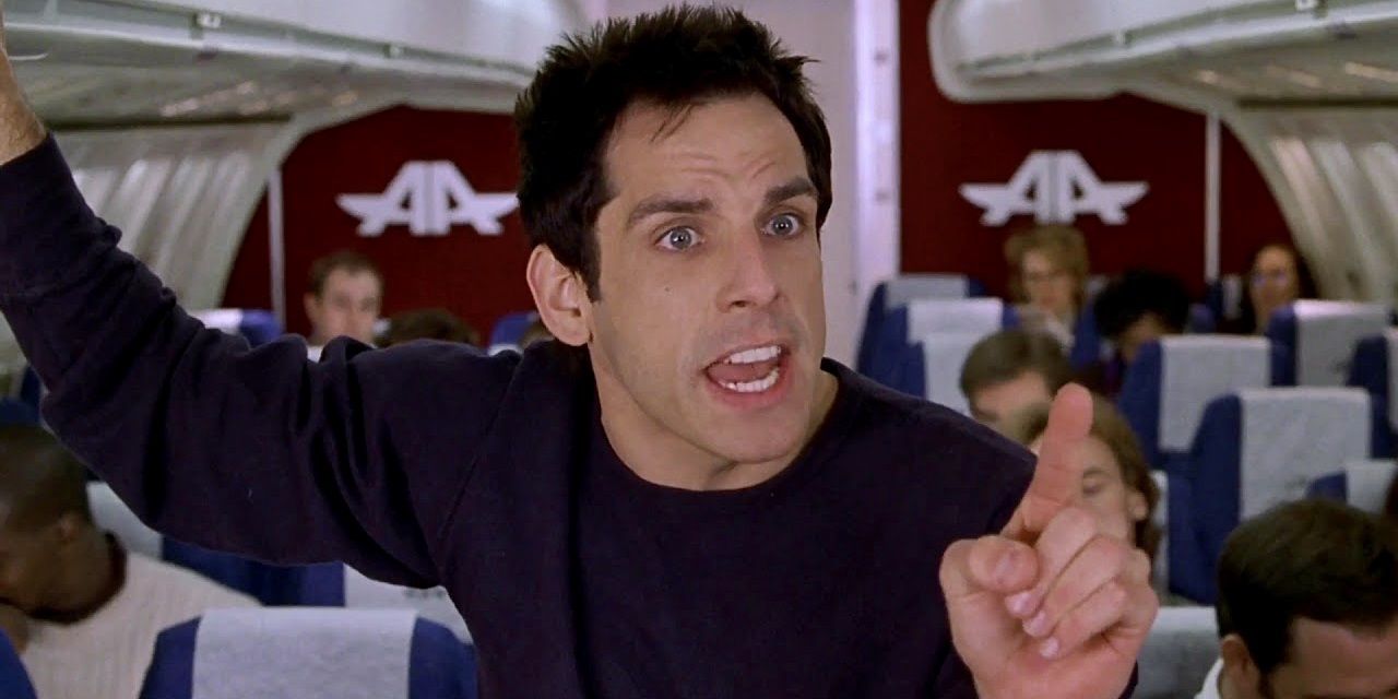 Greg yelling on a plane in Meet the Parents