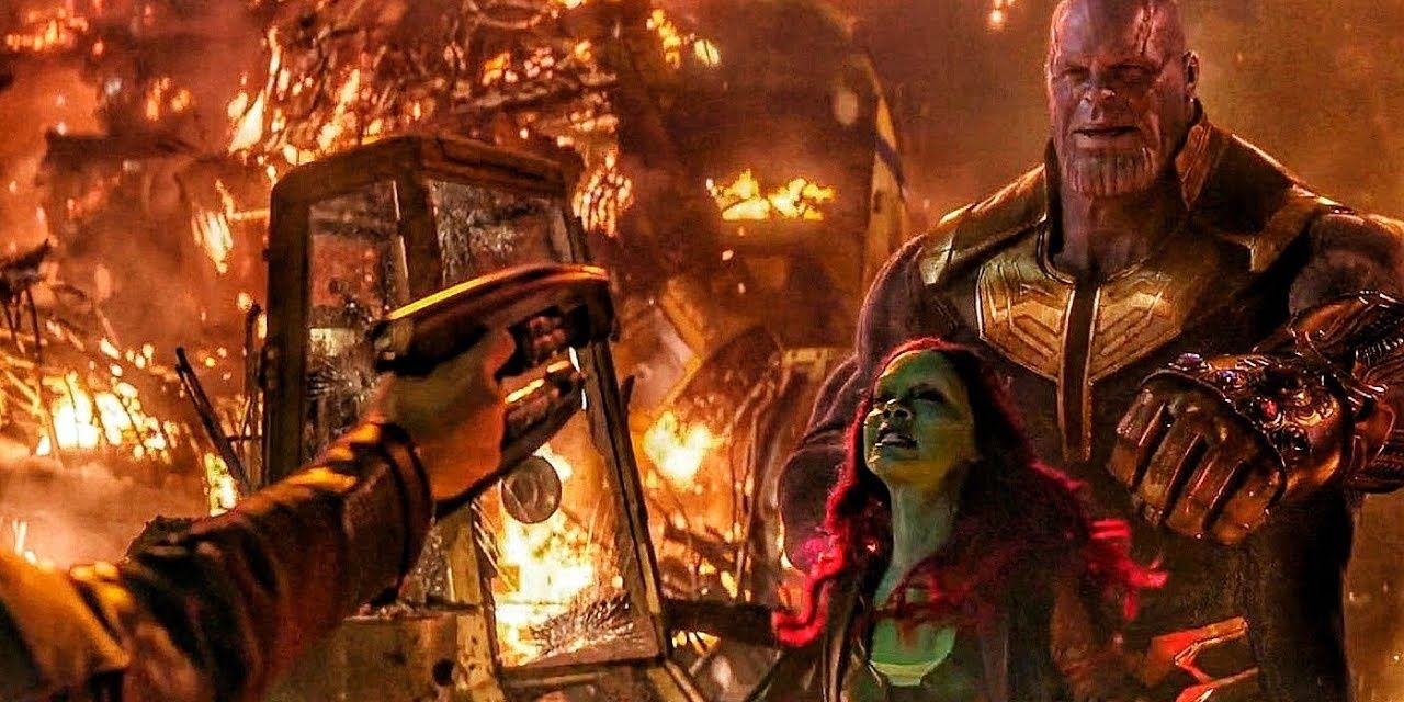 Guardians attack Thanos on Knowhere in Avengers Infinity War 