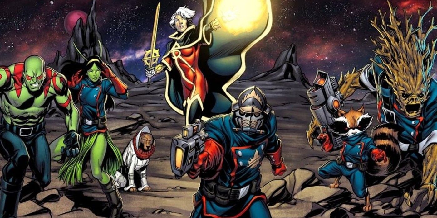The modern Guardians of the Galaxy assemble in Marvel Comics.