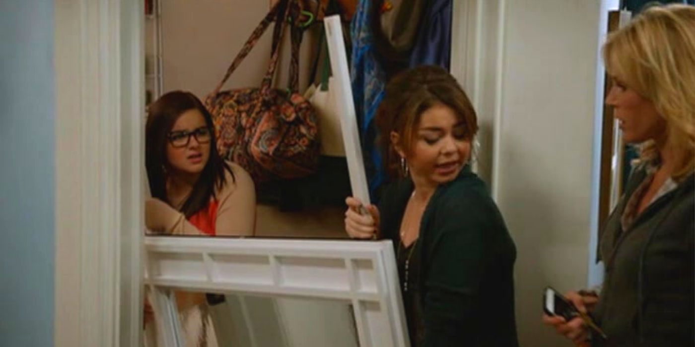 Haley and Alex move their things into the basement while Claire watches on Modern Family