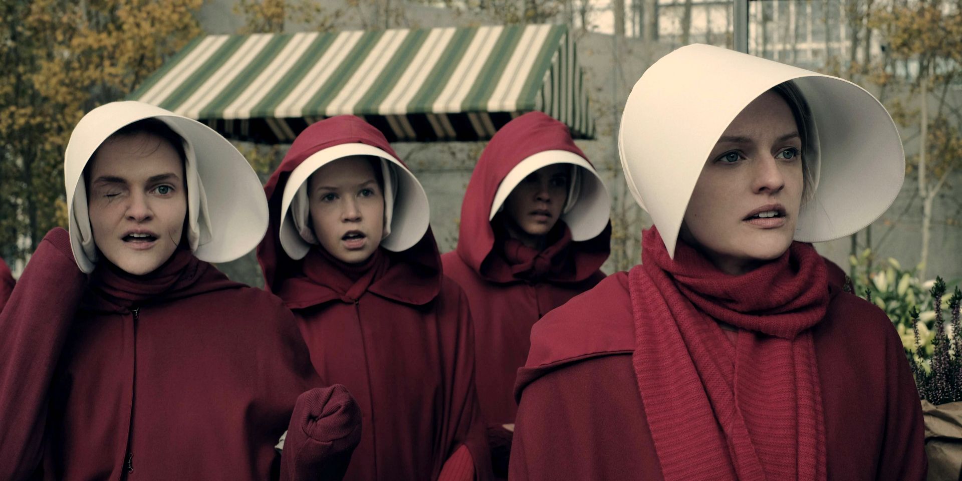 Offred and other handmaids in The Handmaids Tale