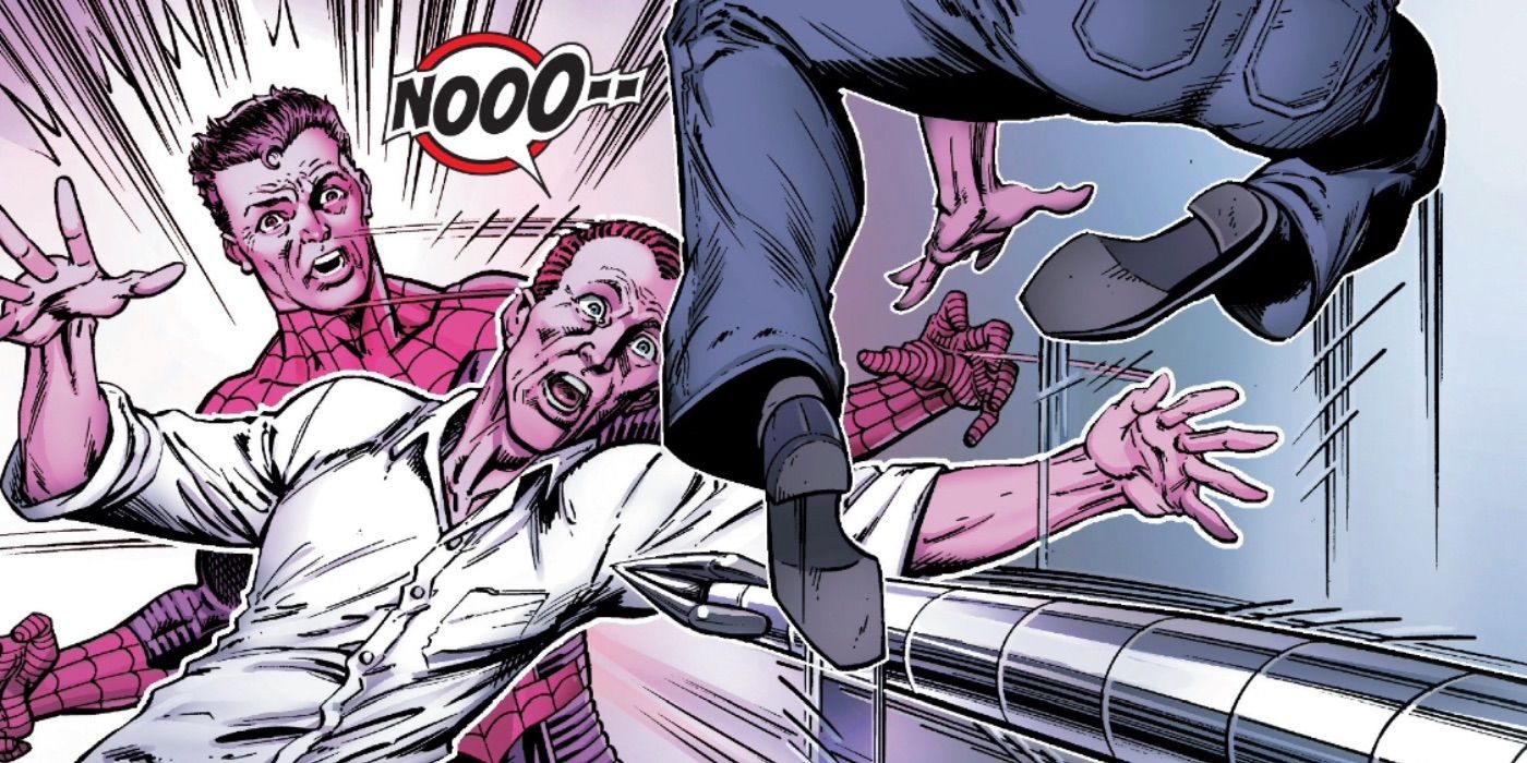 Harry Osbourne jumps in front of Peter Parker and is struck by Doc Ock's arm, killing him.