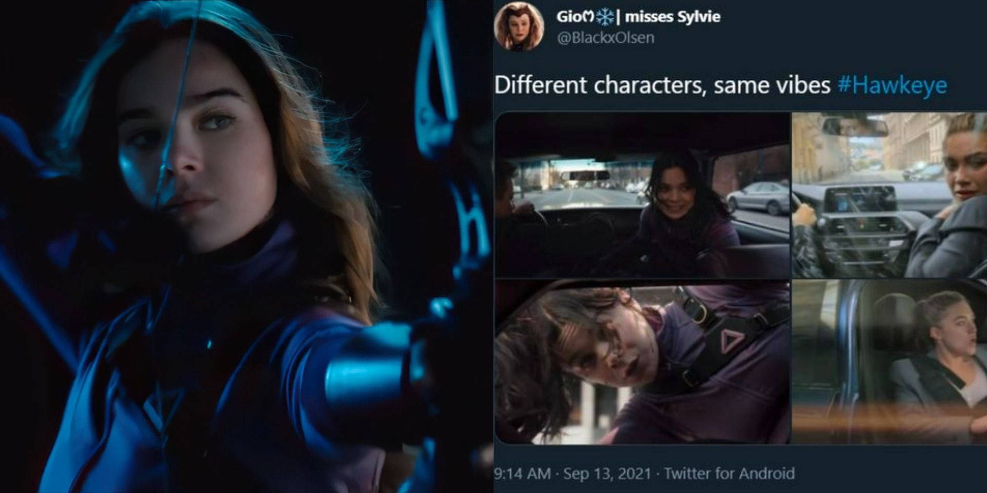 Kate Bishop aims an arrow and a tweet about same vibes of Kate and Yelena