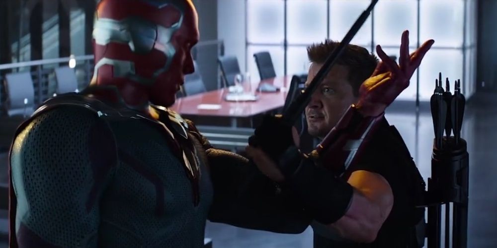 Hawkeye fights Vision in Captain America Civil War