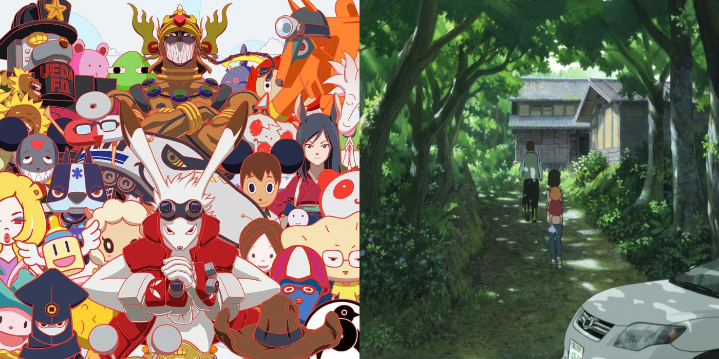 A feature image with the countryside home from Wolf Children, and a poster for Summer Wars.