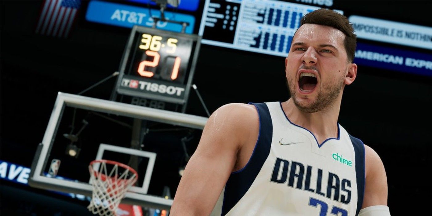 Luke Doncic screaming in NBA 2K22