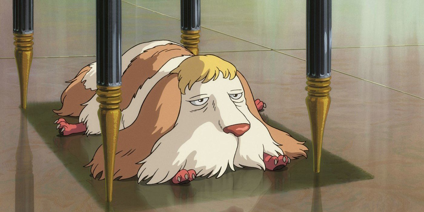 Heen sits under a chair in Howl's Moving Castle.