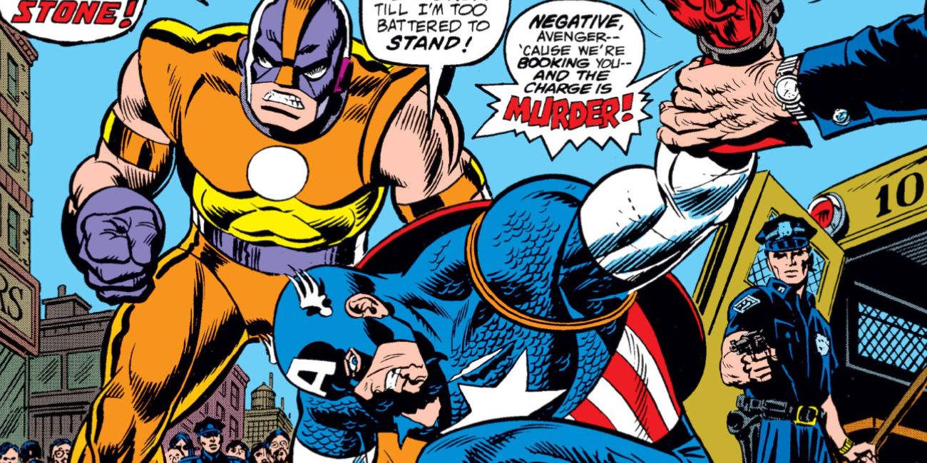 Captain America is arrested for muder in a Marvel comic.