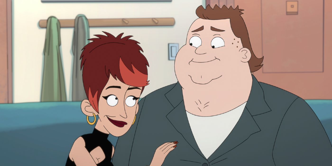 Diane and Mikey embracing in Chicago Party Aunt.