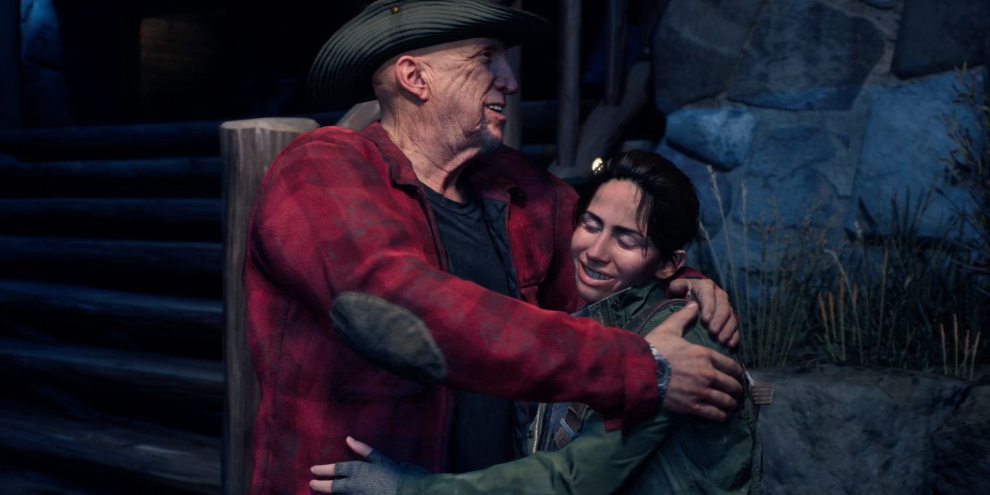 An image of Iron Mike and Rikki hugging in Days Gone.