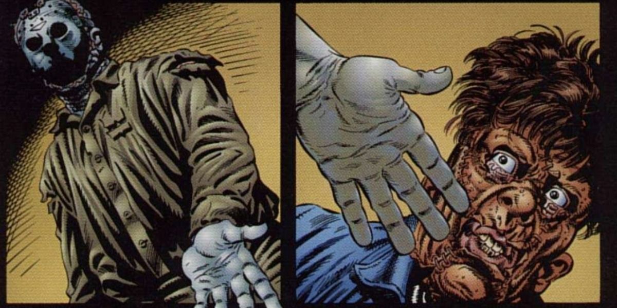 Jason offers a hand to Leatherface.