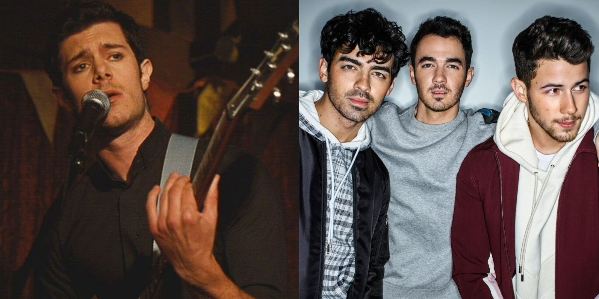 Split image showing Nikolai in Jennifer's Body, and the Jonas Brothers