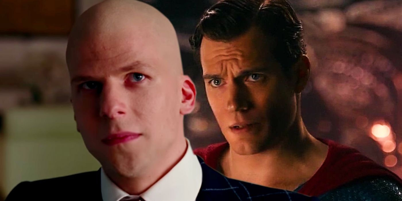Jesse Eisenberg as Lex Luthor and Henry Cavill as Superman in Zack Snyder's Justice League