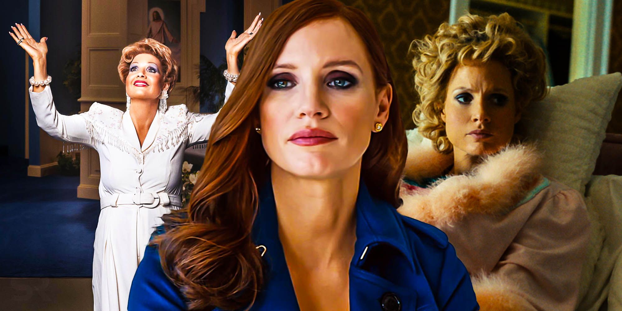 Jessica Chastain makeup transformation eyes of tammy faye
