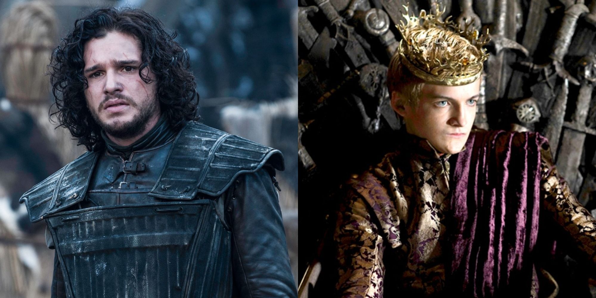 Split image of Jit Harrington as Jon Snow and Jack Gleason as Joffrey Baratheon in Game of Thrones