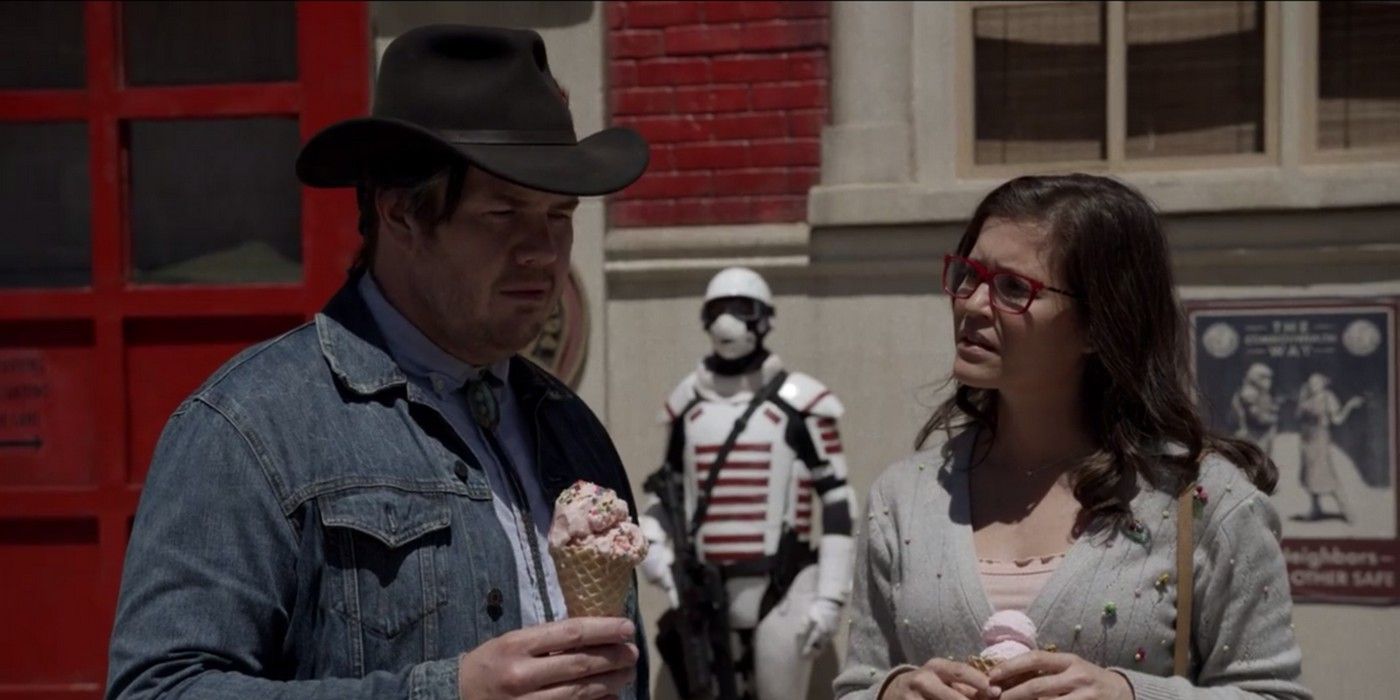 Josh McDermitt as Eugene and Chelle Ramos in Walking Dead
