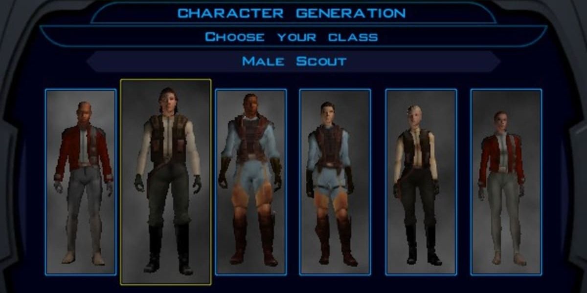 The character creator at the start of KOTOR