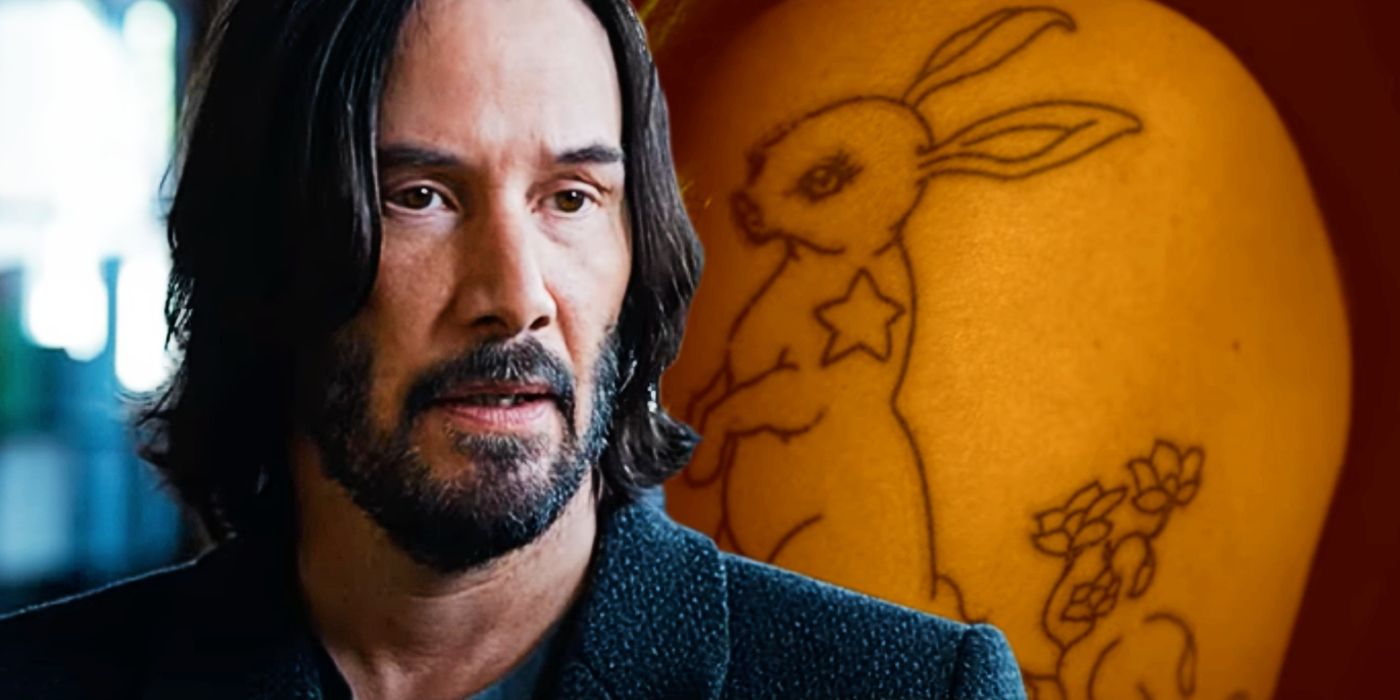 Keanu Reeves as Neo with white rabbit in The Matrix Resurrections trailer