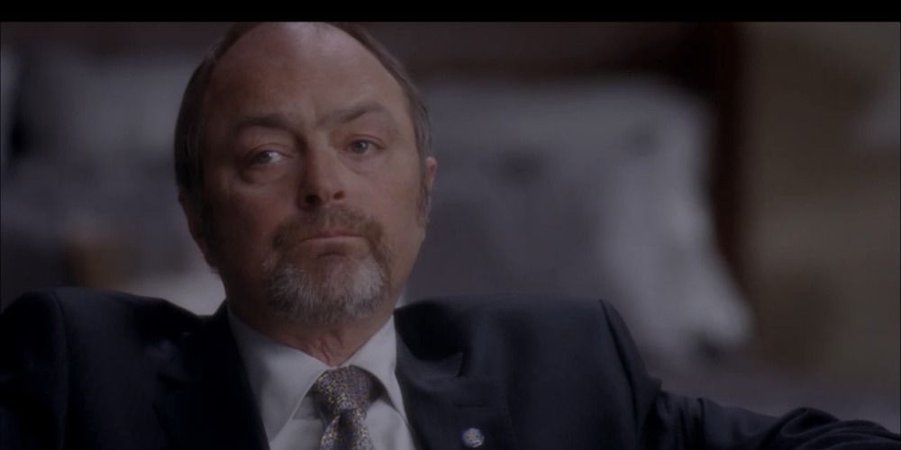 John Hopkins Chief Of Staff Dr. Keith Collier grills Alex during the board certificatin hearings in Grey's Anatomy