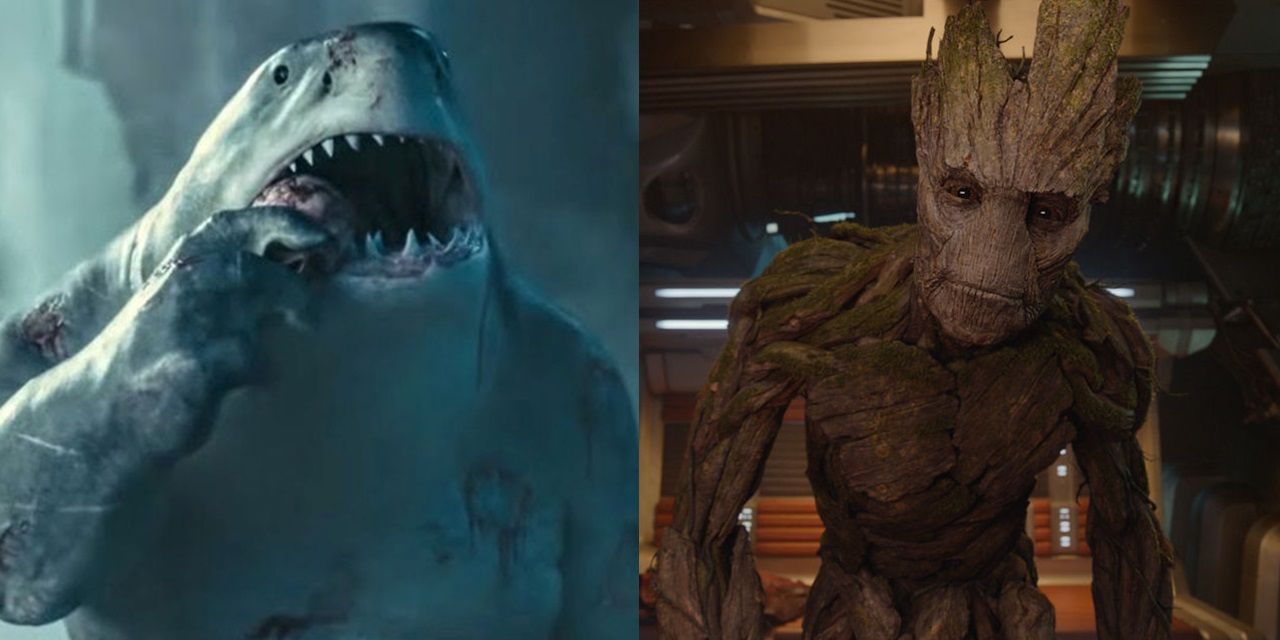 King Shark in The Suicide Squad and Groot in Guardians of the Galaxy