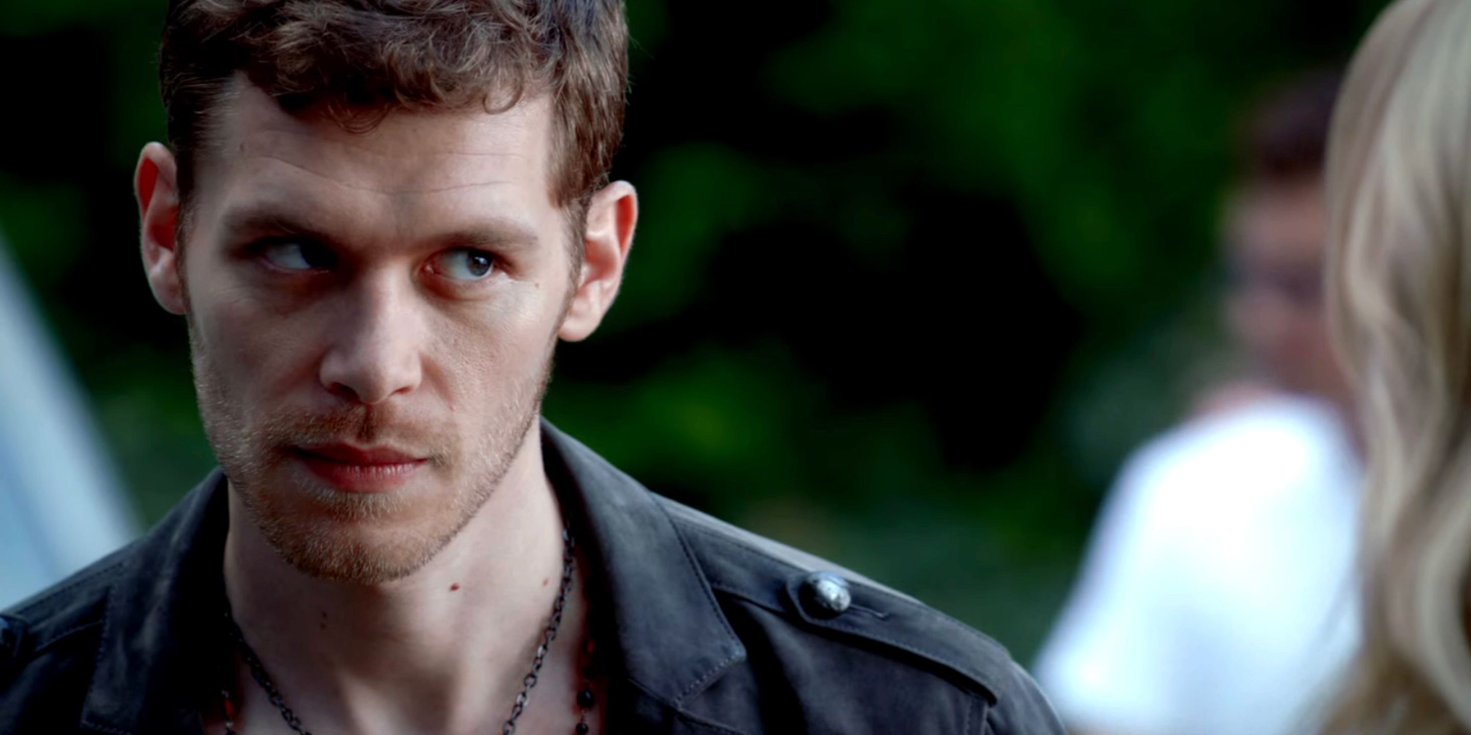 Klaus gives Caroline puppy eyes in The Vampire Diaries.