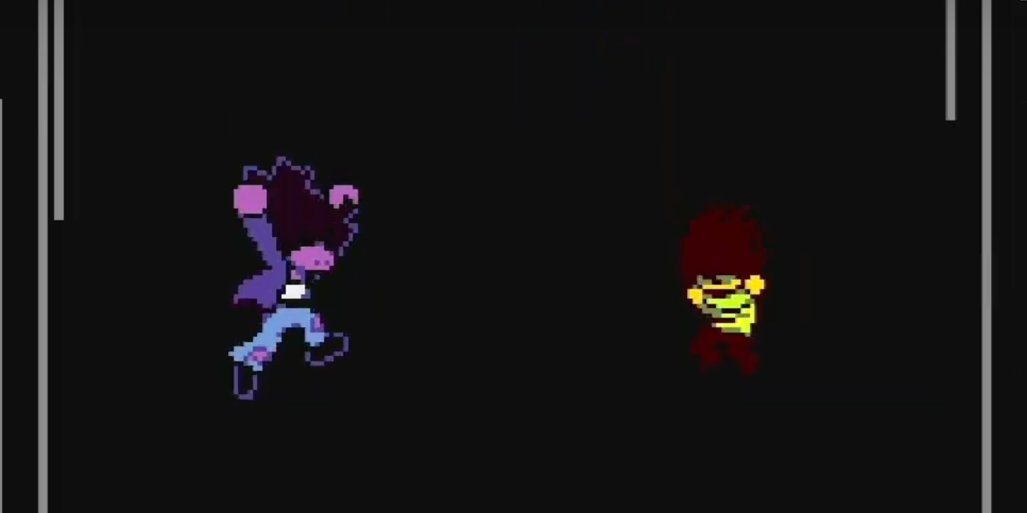 Kris and Susie falling to the Dark World – Deltarune Chapter 2