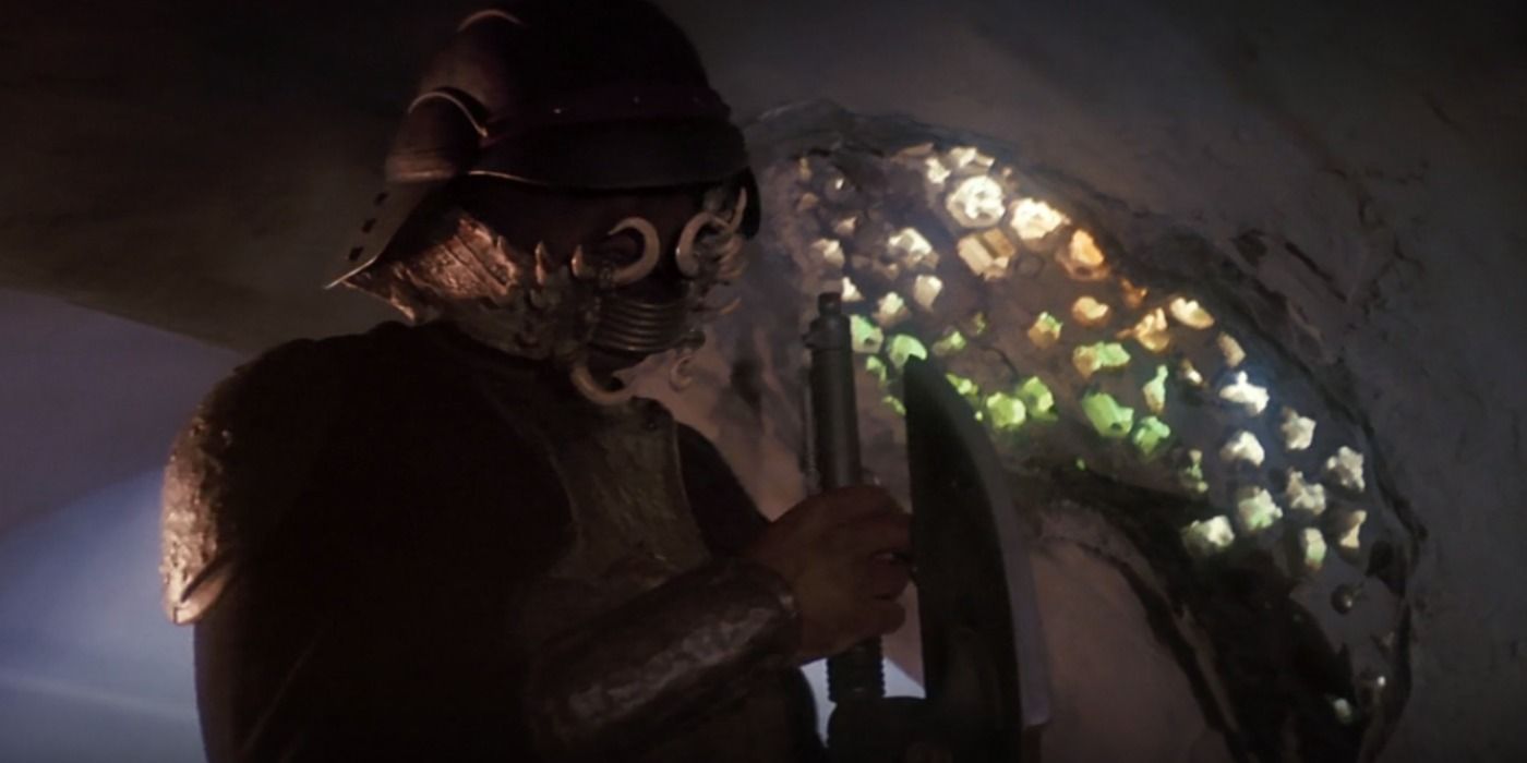 Lando Calrissian is disguised as a skiff guard helping to break Han out of Jabba's Palace in Return Of The Jedi