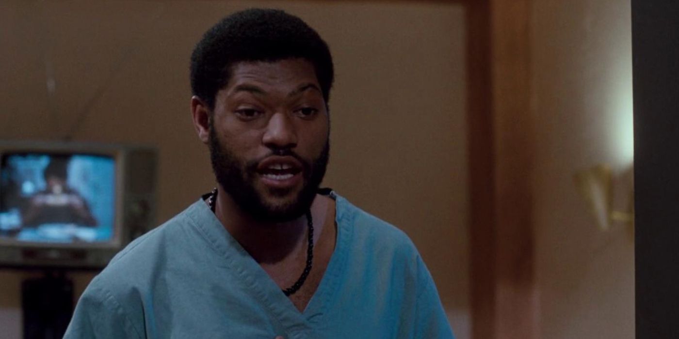 Laurence Fishburne has a conversation while wearing scrubs in A Nightmare on Elm Street 3