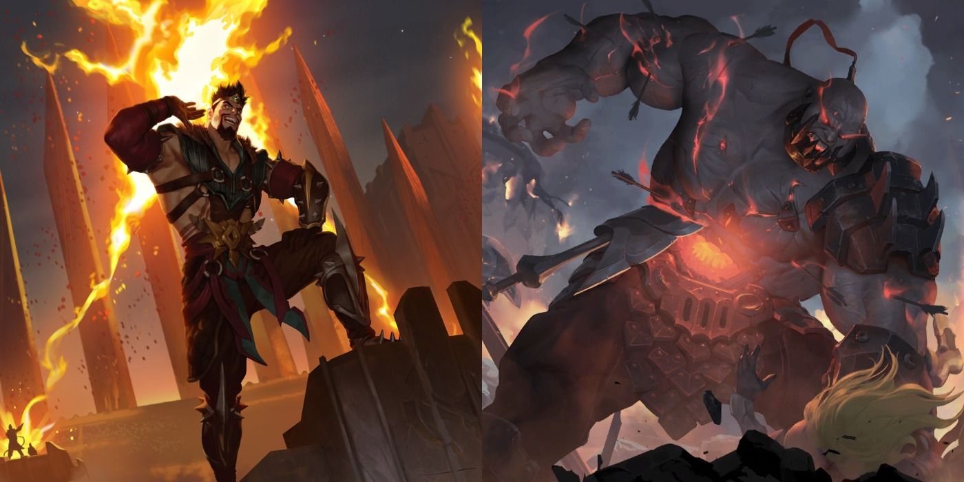 SPlit image showing Draven and Sion in Legends of Runeterra