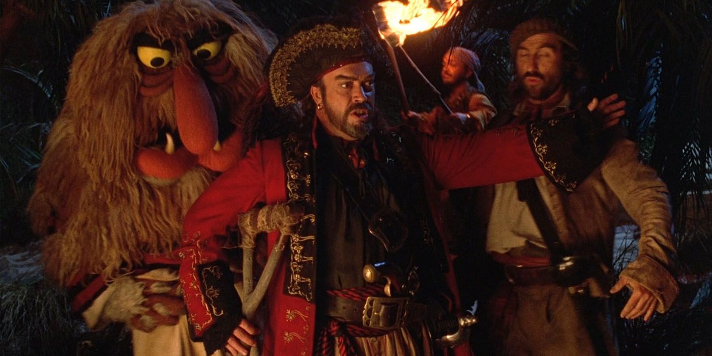 Long John Silver with Sweetums and another pirate in Muppet Treasure Island
