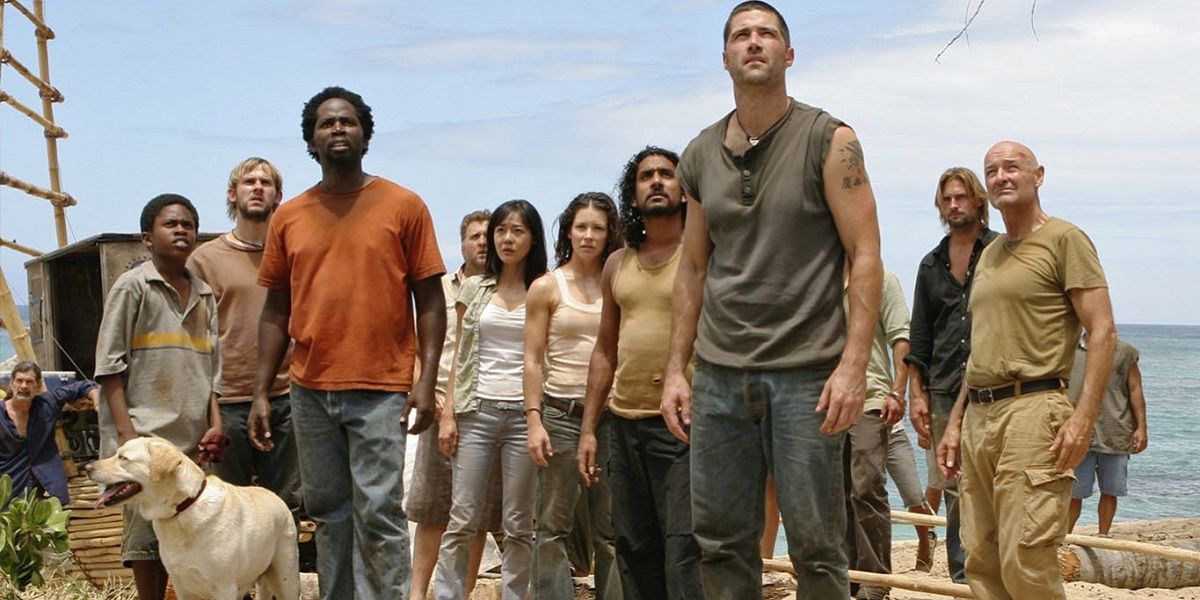 All characters from Lost standing next to each other( 2004)
