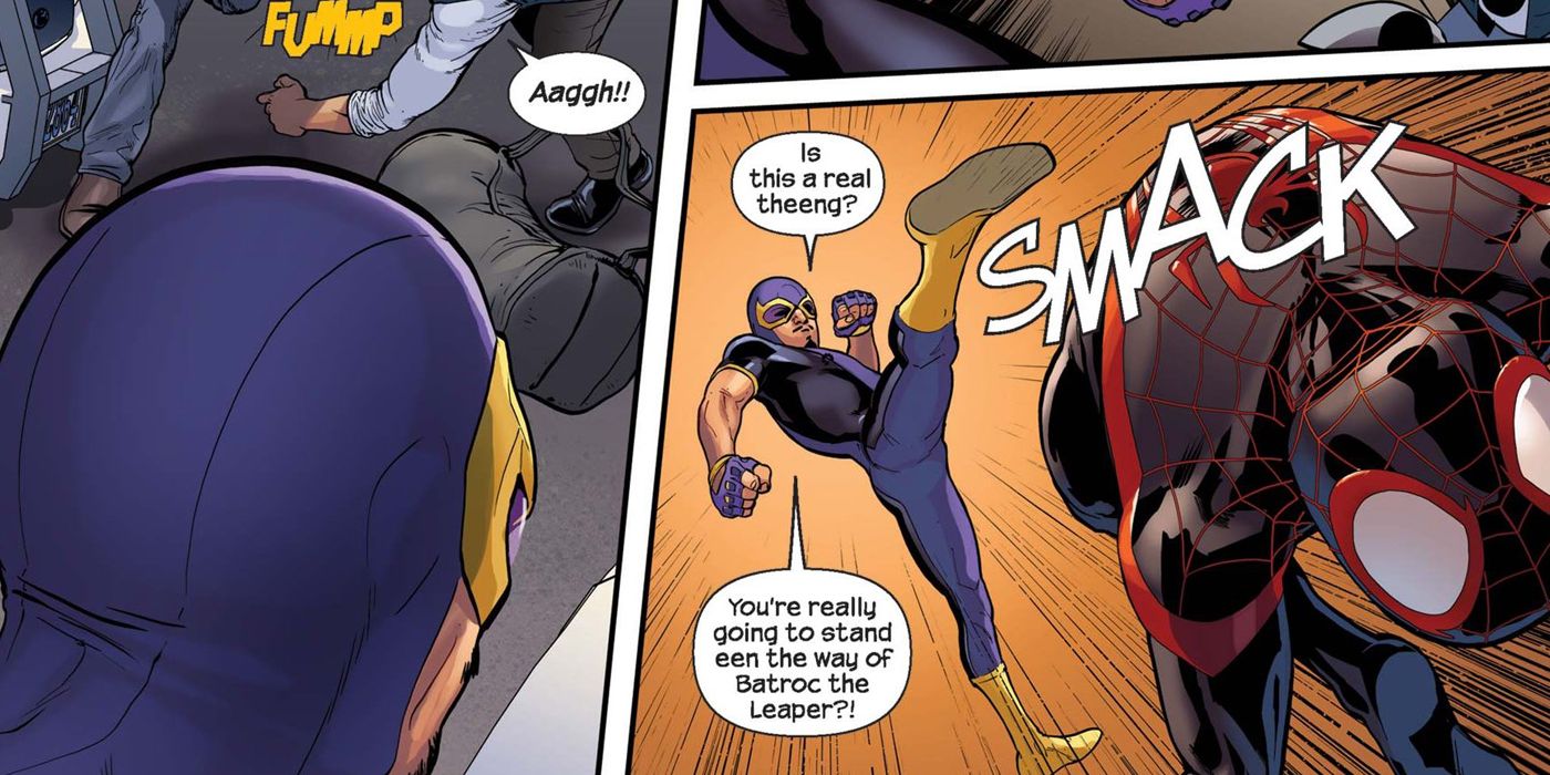 Miles Morales Spider-Man vs Batroc the Leaper.