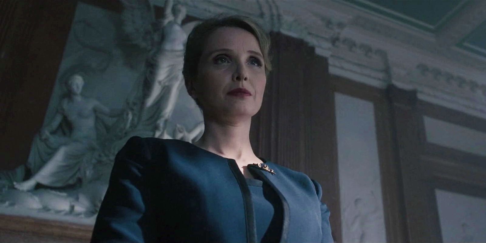 Madame B looks down sternly in Avengers: Age of Ultron.