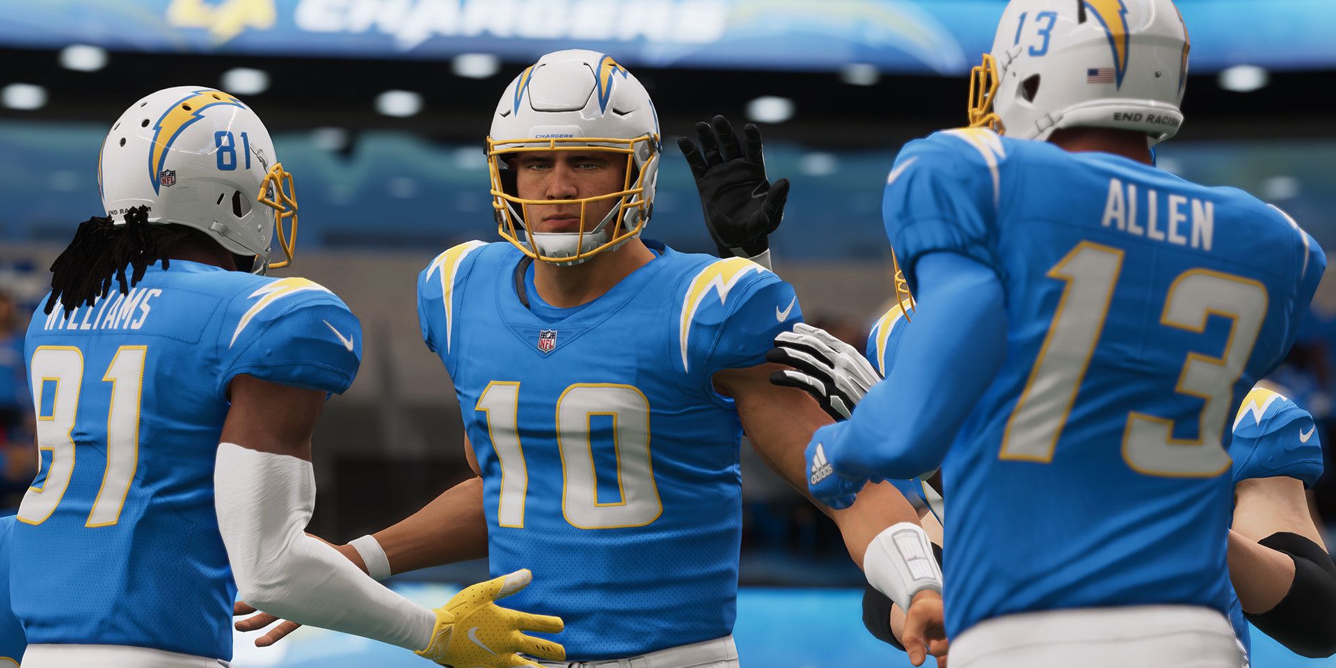 Three football players in Madden NFL 22