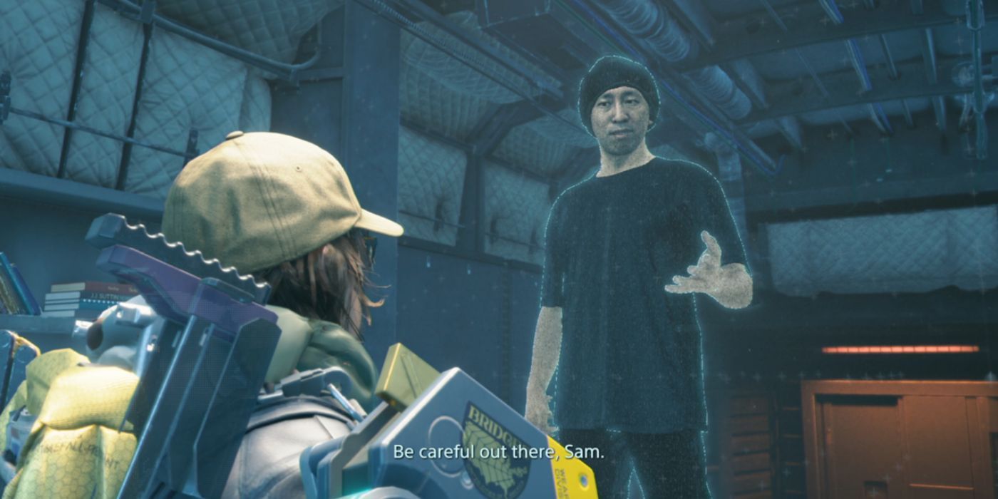 A photo of Manabu Makime as the Novelist’s Son in the game Death Stranding.