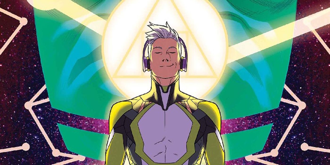 Menino Marvel dos Jovens Vingadores meditando.