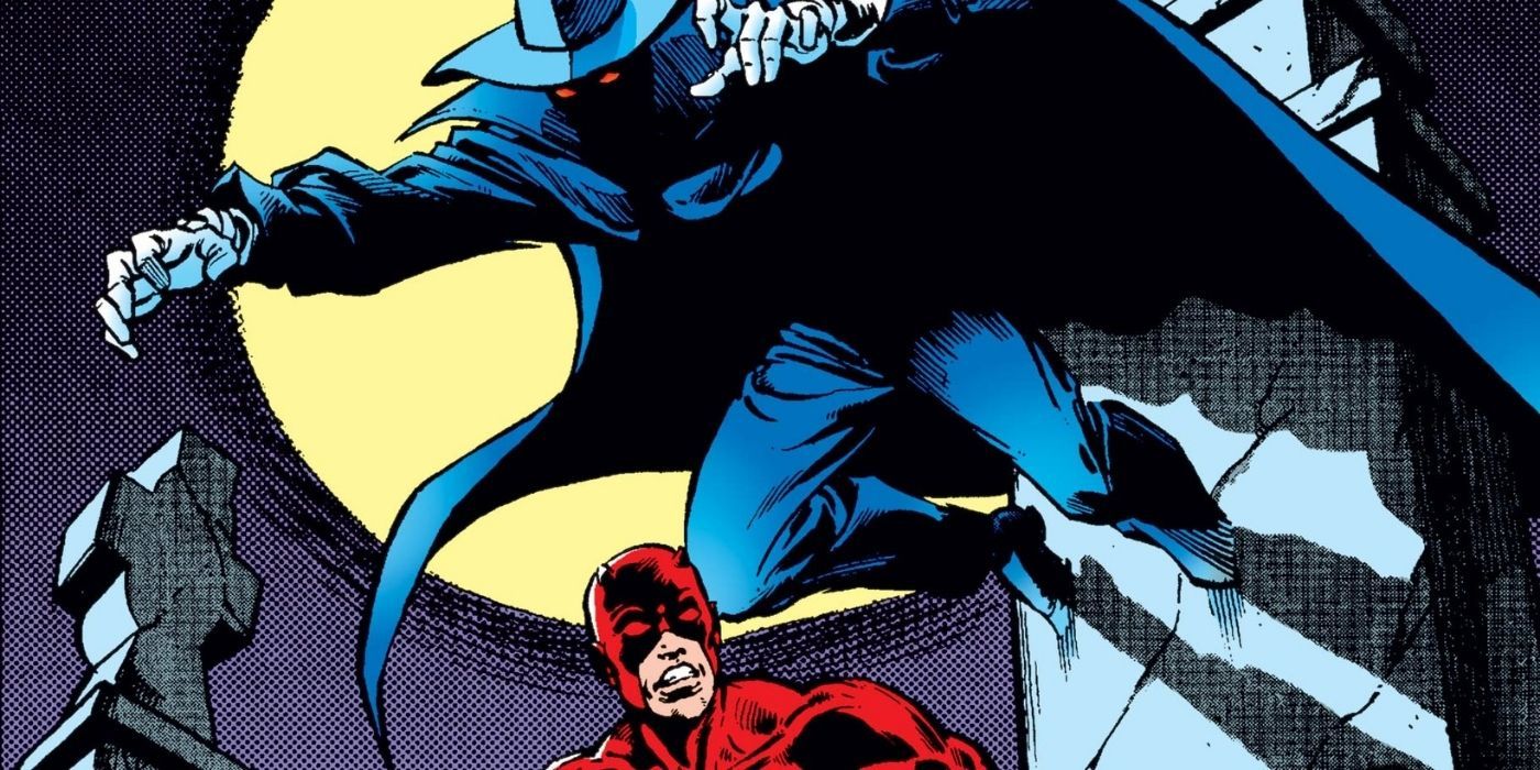 A cloaked figure stalks Daredevil