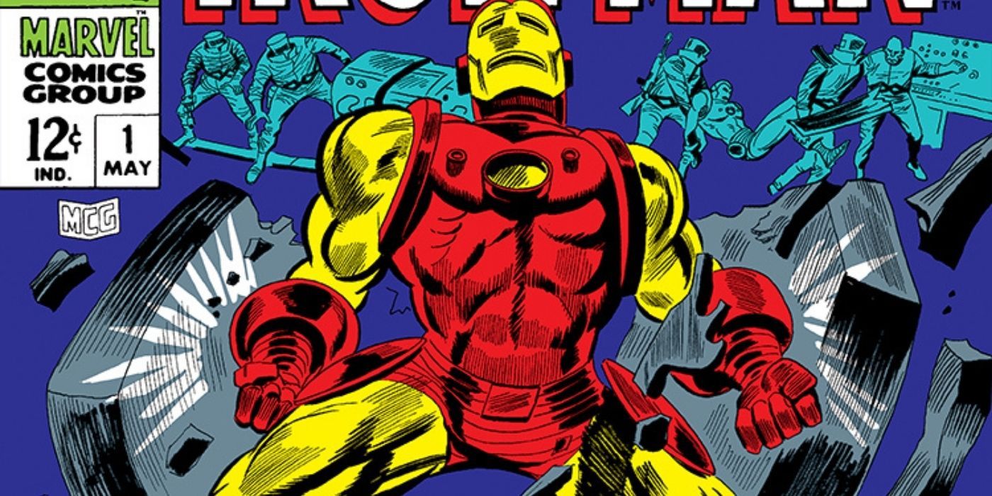 Iron Man struggling on the cover of Iron Man #1