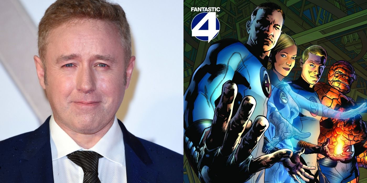Split image showing Mark Millar and a cover for the Fantastic Four