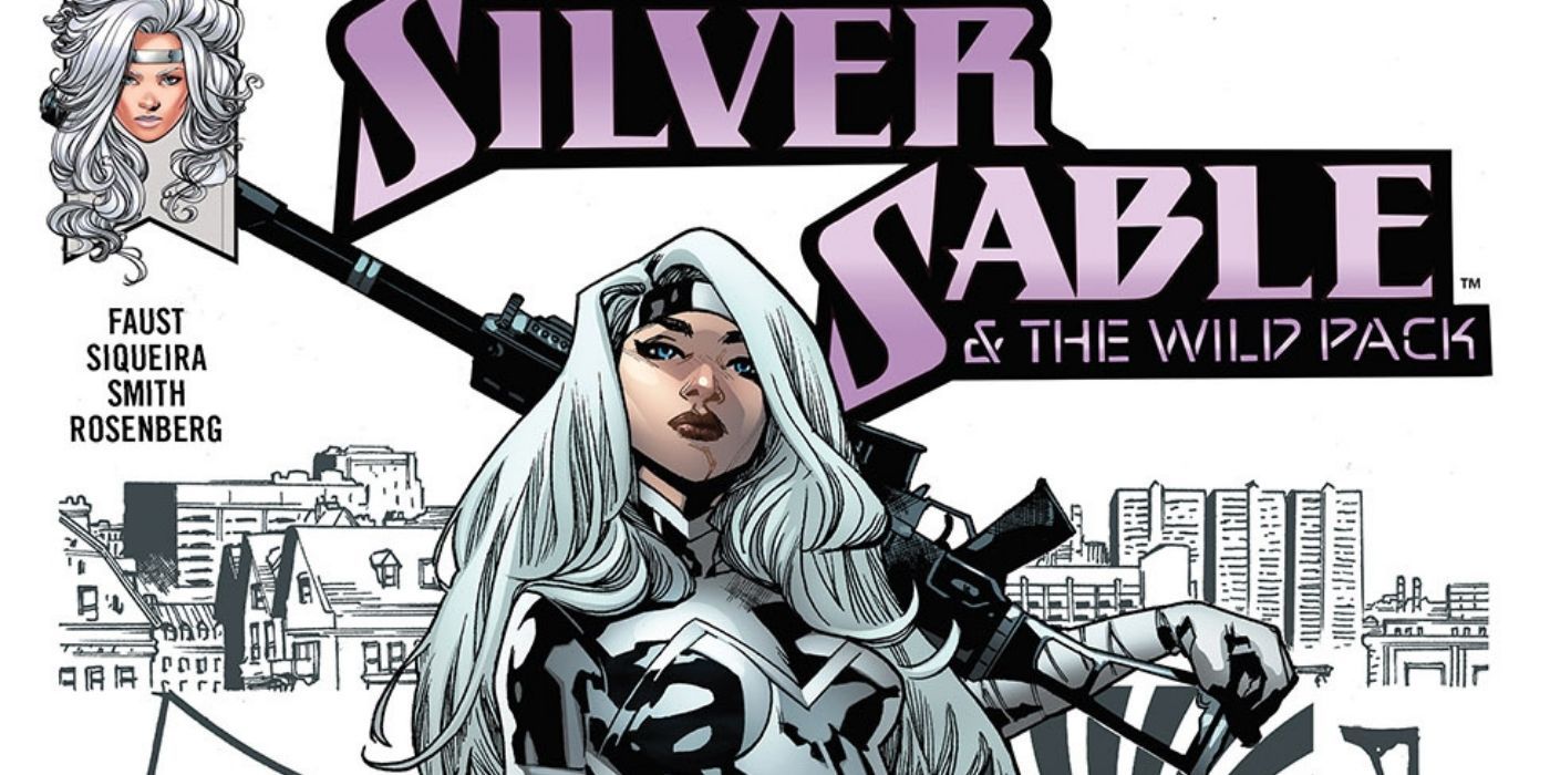 Silver Sable segurando uma arma na capa de uma de suas edições