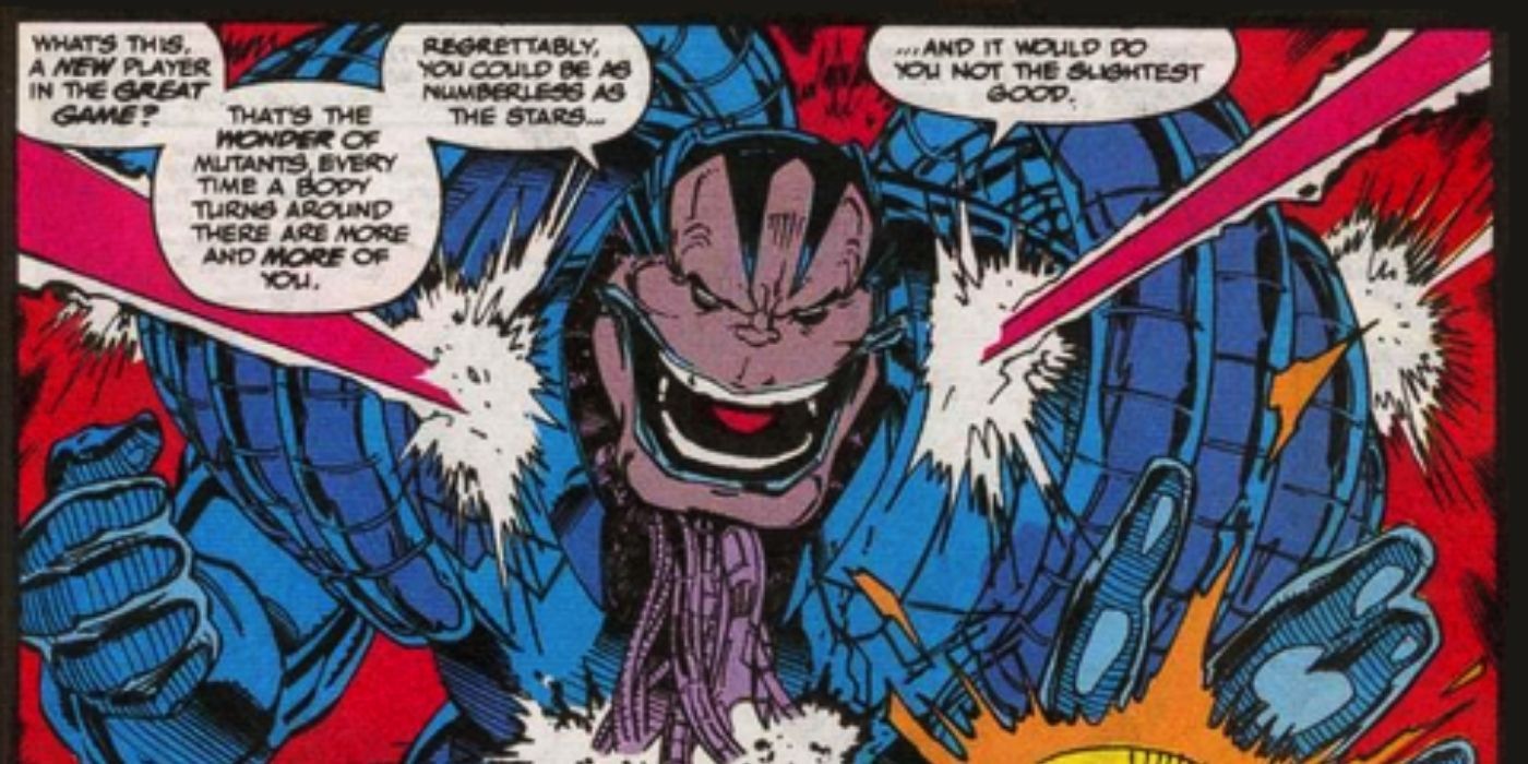 Apocalypse withstands multiple attacks from numerous opponents in Marvel Comics.