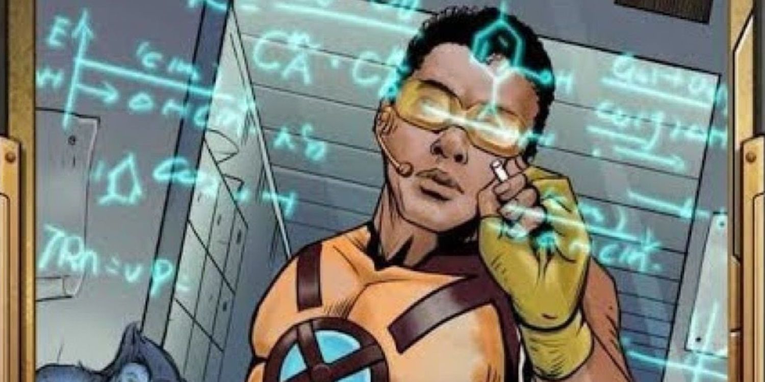 Prodigy looks at holographic data in a Marvel comic book.