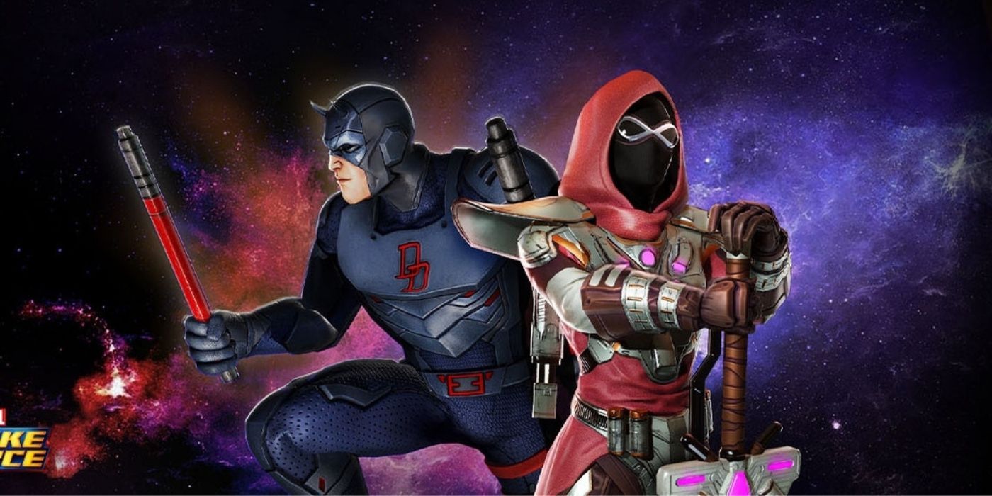Daredevil and Gamora in Marvel Strike Force