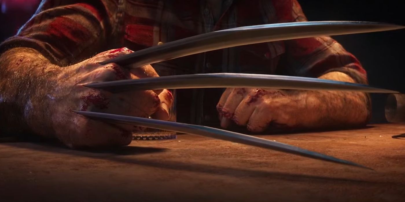 Marvel's Wolverine Game Reveal or wolverines clawed hand on a table with bruised knuckles